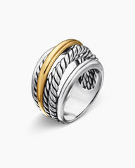 Crossover Ring in Sterling Silver with 14K Yellow Gold, 14.7mm