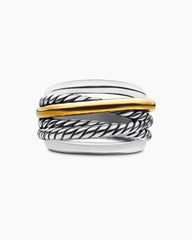 Crossover Ring in Sterling Silver with 14K Yellow Gold, 14.7mm