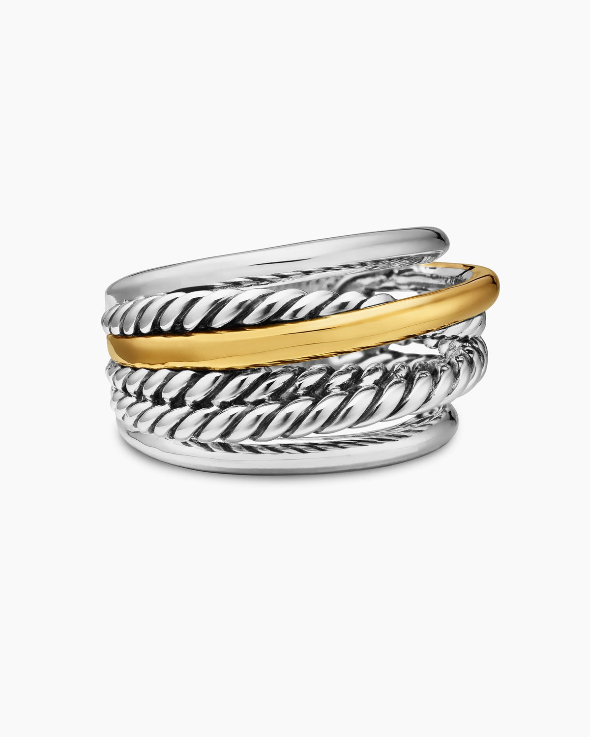 Crossover Ring in Sterling Silver with 14K Yellow Gold, 14.7mm