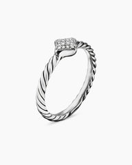 Cable Collectibles® Quatrefoil Stack Ring in Sterling Silver with Pavé Diamonds, 6.6mm