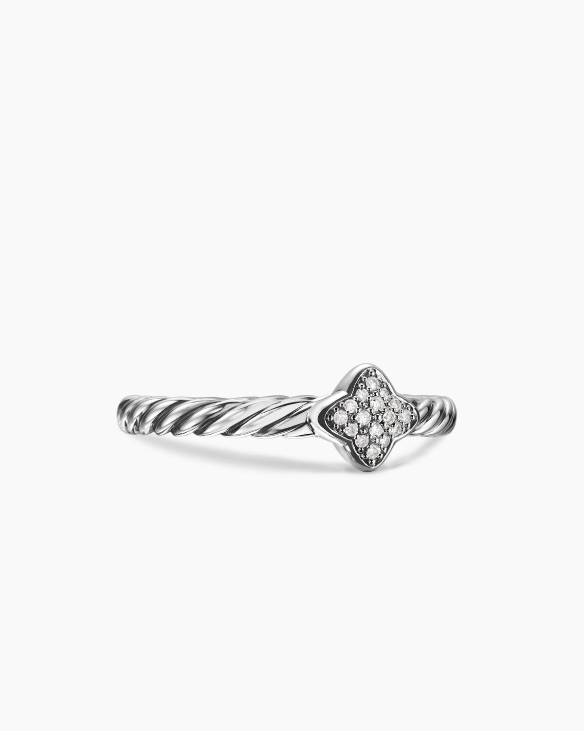 Cable Collectibles® Quatrefoil Stack Ring in Sterling Silver with Pavé Diamonds, 6.6mm