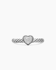 Cable Collectibles® Heart Stack Ring in Sterling Silver with Pavé Diamonds, 6.2mm