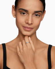 Cable Collectibles® Heart Stack Ring in Sterling Silver with Pavé Diamonds, 6.2mm