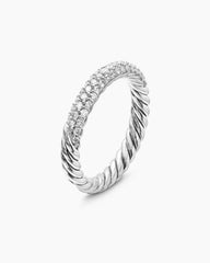 Petite Pavé Stack Ring in Sterling Silver with Diamonds, 3mm