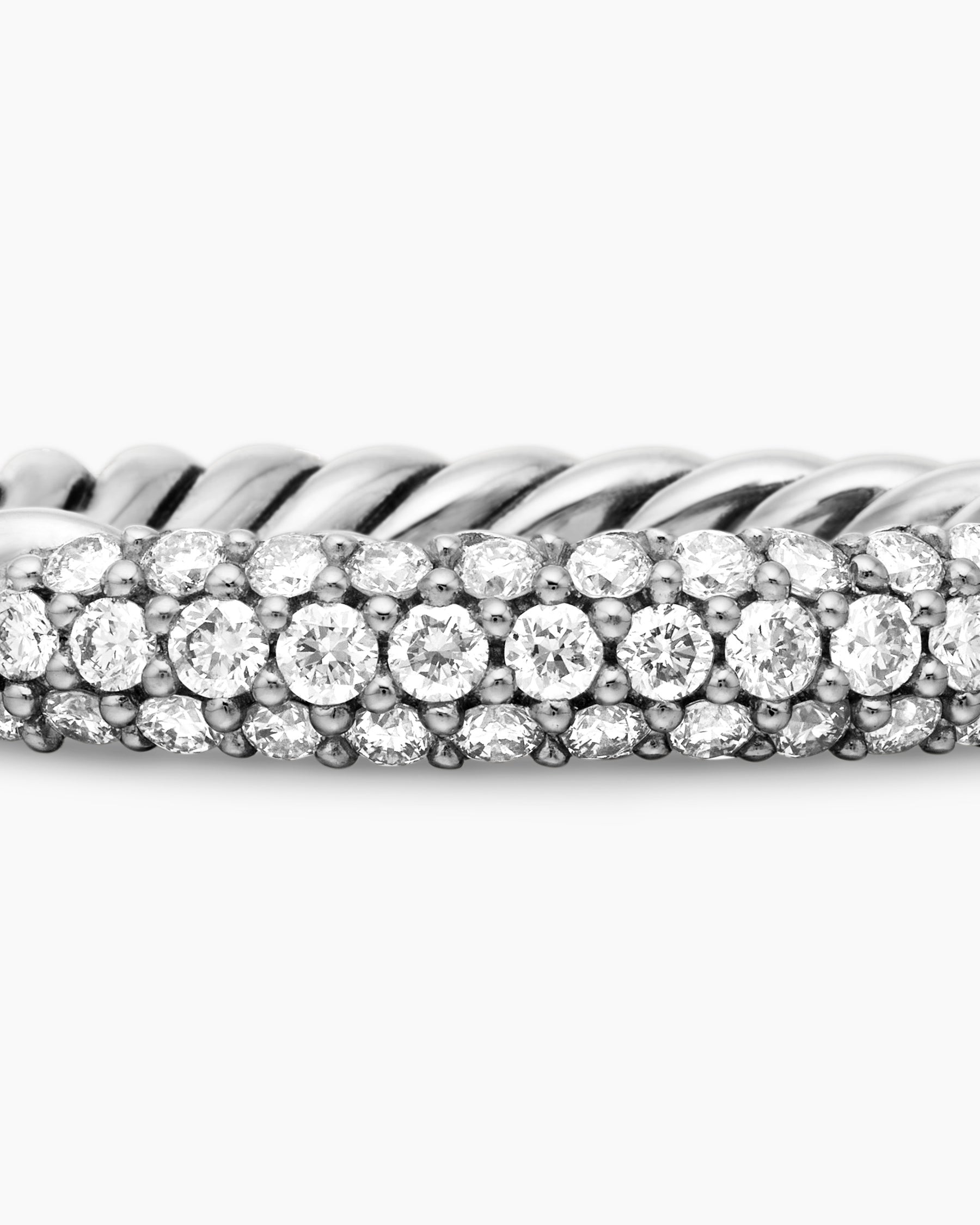 Petite Pavé Stack Ring in Sterling Silver with Diamonds, 3mm