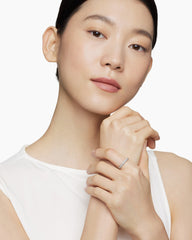 Petite Pavé Stack Ring in Sterling Silver with Diamonds, 3mm