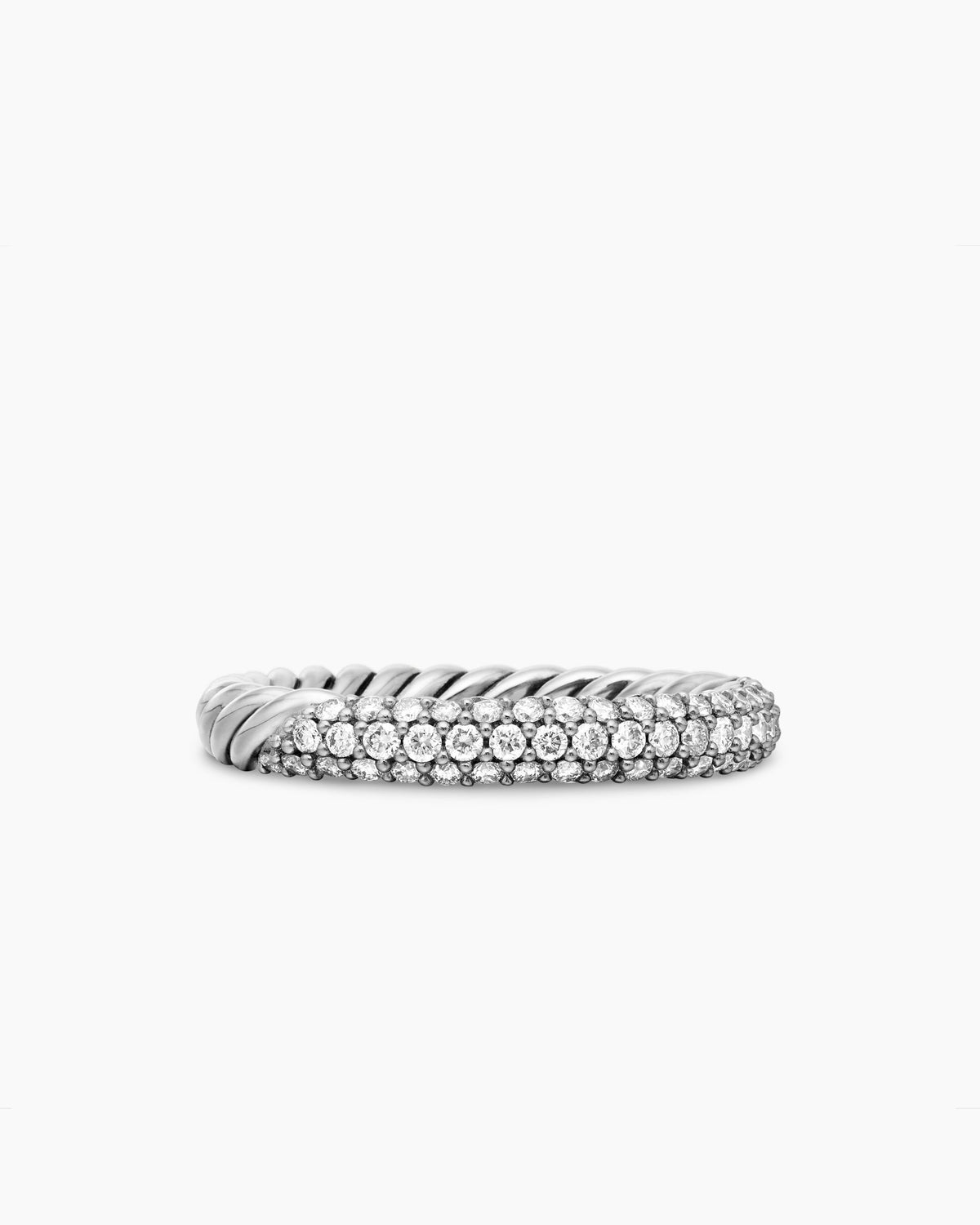 Petite Pavé Stack Ring in Sterling Silver with Diamonds, 3mm