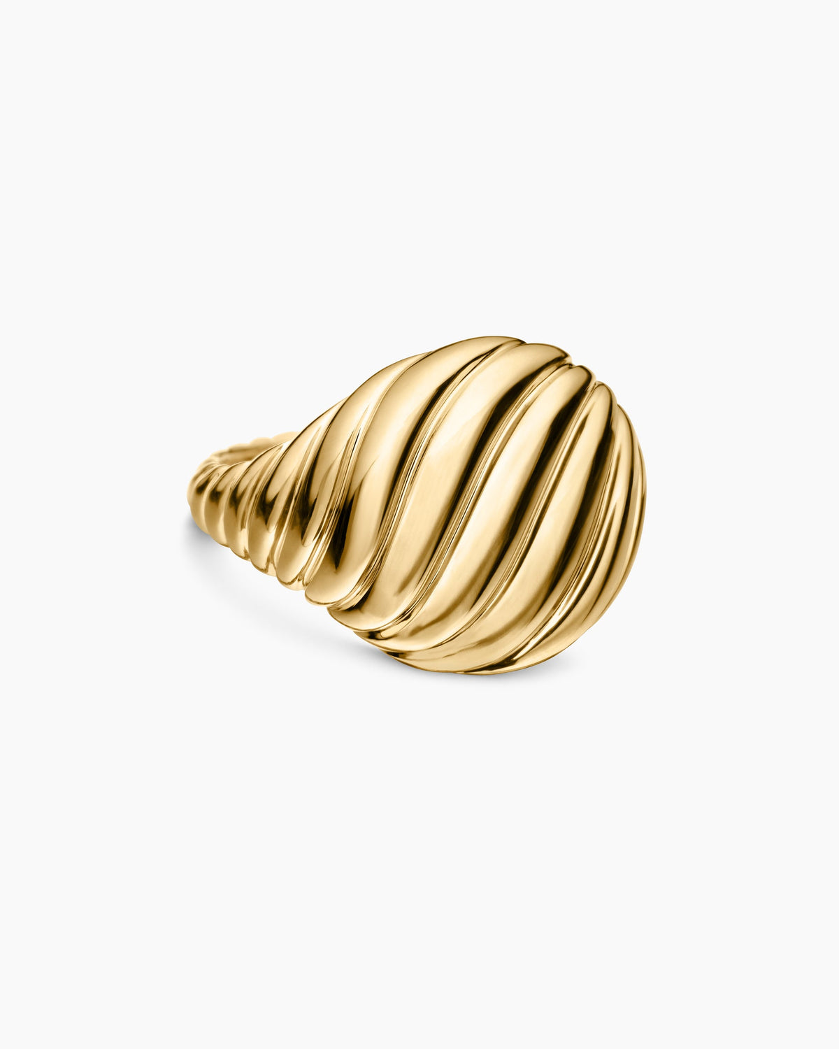 Sculpted Cable Pinky Ring in 18K Yellow Gold, 13mm