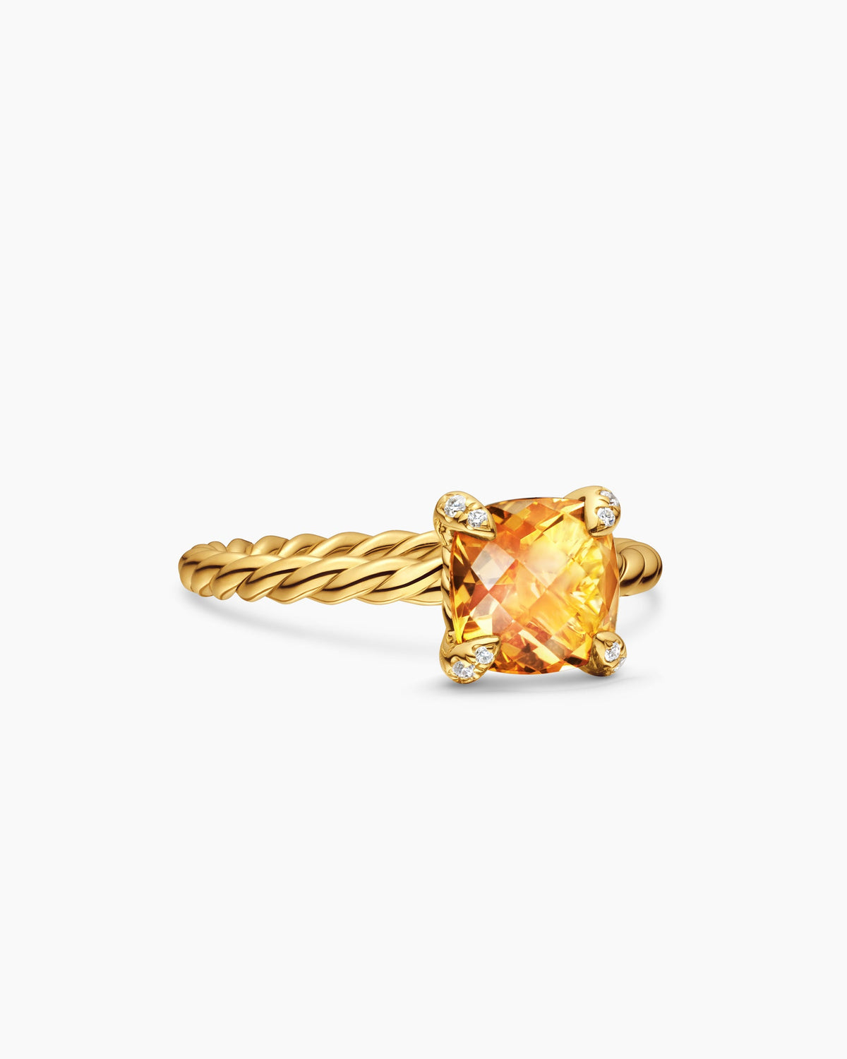 Chatelaine® Ring in 18K Yellow Gold with Citrine and Diamonds, 7mm