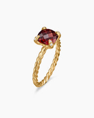 Chatelaine® Ring in 18K Yellow Gold with Garnet and Diamonds, 7mm