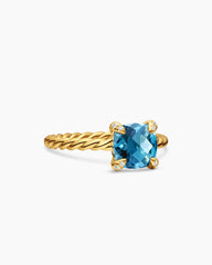 Chatelaine® Ring in 18K Yellow Gold with Hampton Blue Topaz and Diamonds, 7mm