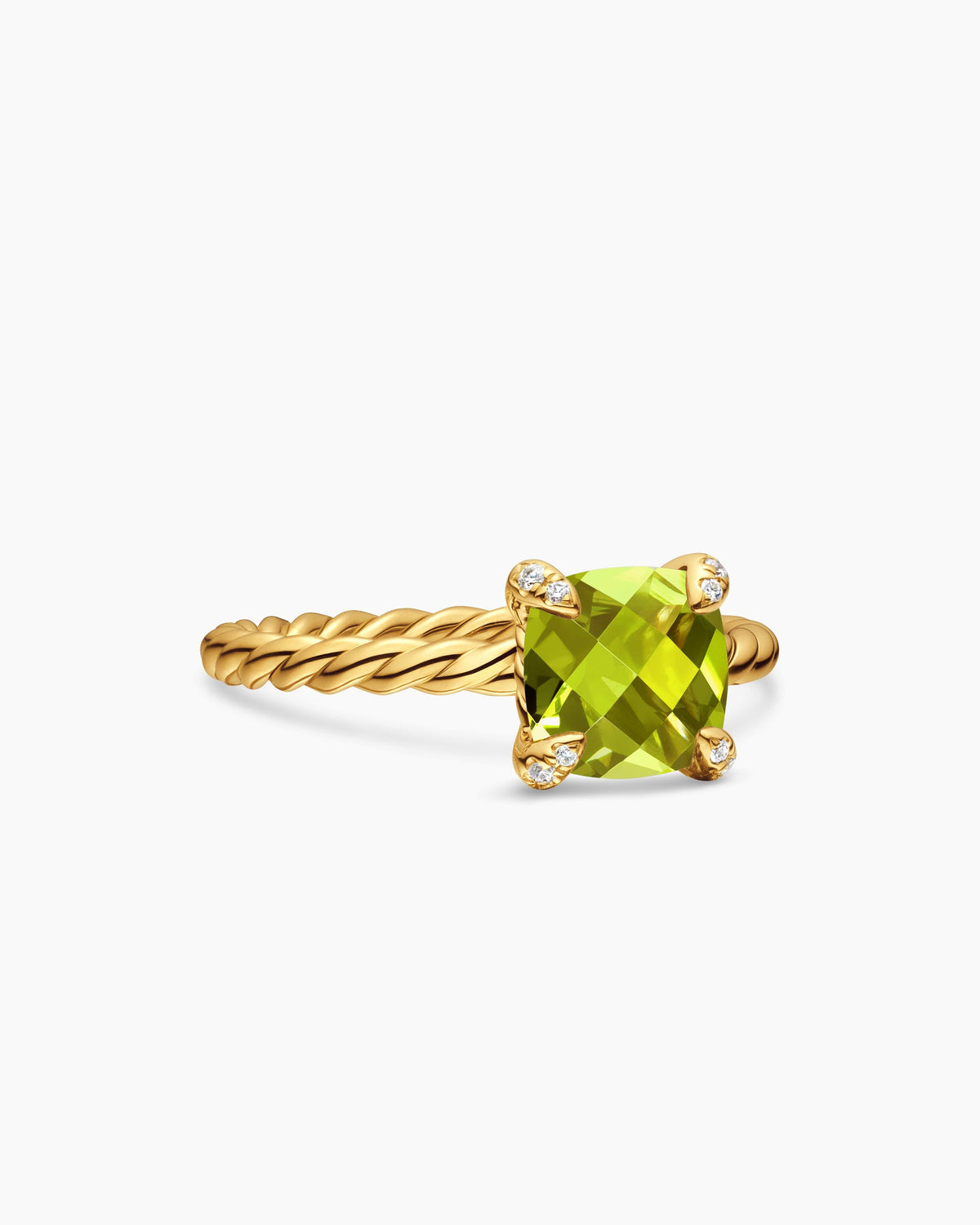 Chatelaine® Ring in 18K Yellow Gold with Peridot and Diamonds, 7mm