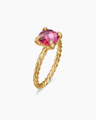 Chatelaine® Ring in 18K Yellow Gold with Pink Tourmaline and Diamonds, 7mm