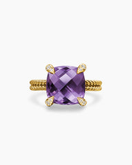 Chatelaine® Ring in 18K Yellow Gold with Amethyst and Diamonds, 11mm