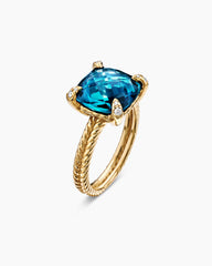 Chatelaine® Ring in 18K Yellow Gold with Hampton Blue Topaz and Diamonds, 11mm