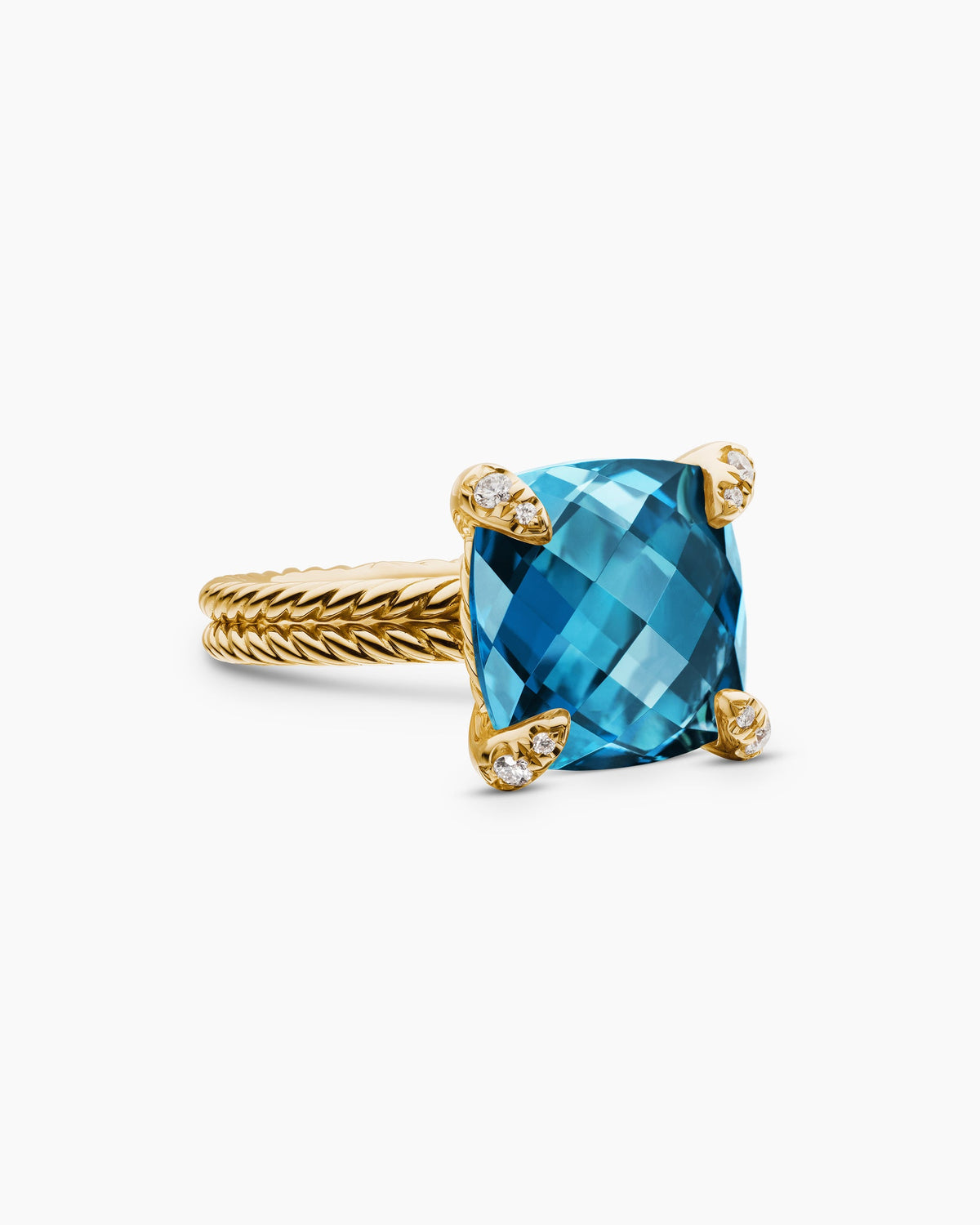 Chatelaine® Ring in 18K Yellow Gold with Hampton Blue Topaz and Diamonds, 11mm