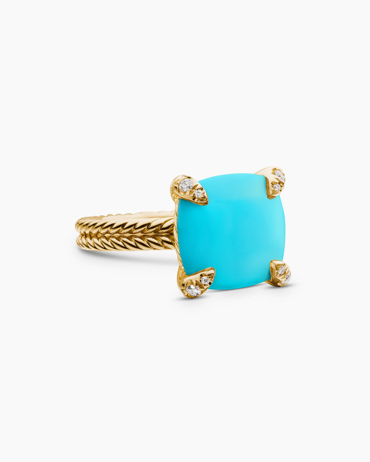 Chatelaine® Ring in 18K Yellow Gold with Turquoise and Diamonds, 11mm