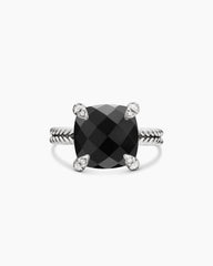 Chatelaine® Ring in Sterling Silver with Black Onyx and Diamonds, 11mm