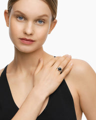 Chatelaine® Ring in Sterling Silver with Black Onyx and Diamonds, 11mm