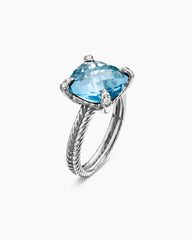 Chatelaine® Ring in Sterling Silver with Blue Topaz and Diamonds, 11mm