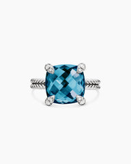 Chatelaine® Ring in Sterling Silver with Hampton Blue Topaz and Diamonds, 11mm