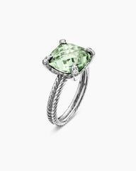 Chatelaine® Ring in Sterling Silver with Prasiolite and Diamonds, 11mm