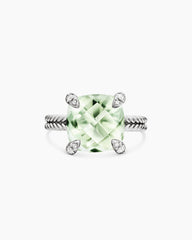 Chatelaine® Ring in Sterling Silver with Prasiolite and Diamonds, 11mm