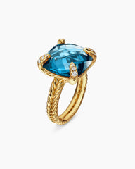 Chatelaine® Ring in 18K Yellow Gold with Hampton Blue Topaz and Diamonds, 14mm