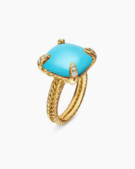 Chatelaine® Ring in 18K Yellow Gold with Turquoise and Diamonds, 14mm