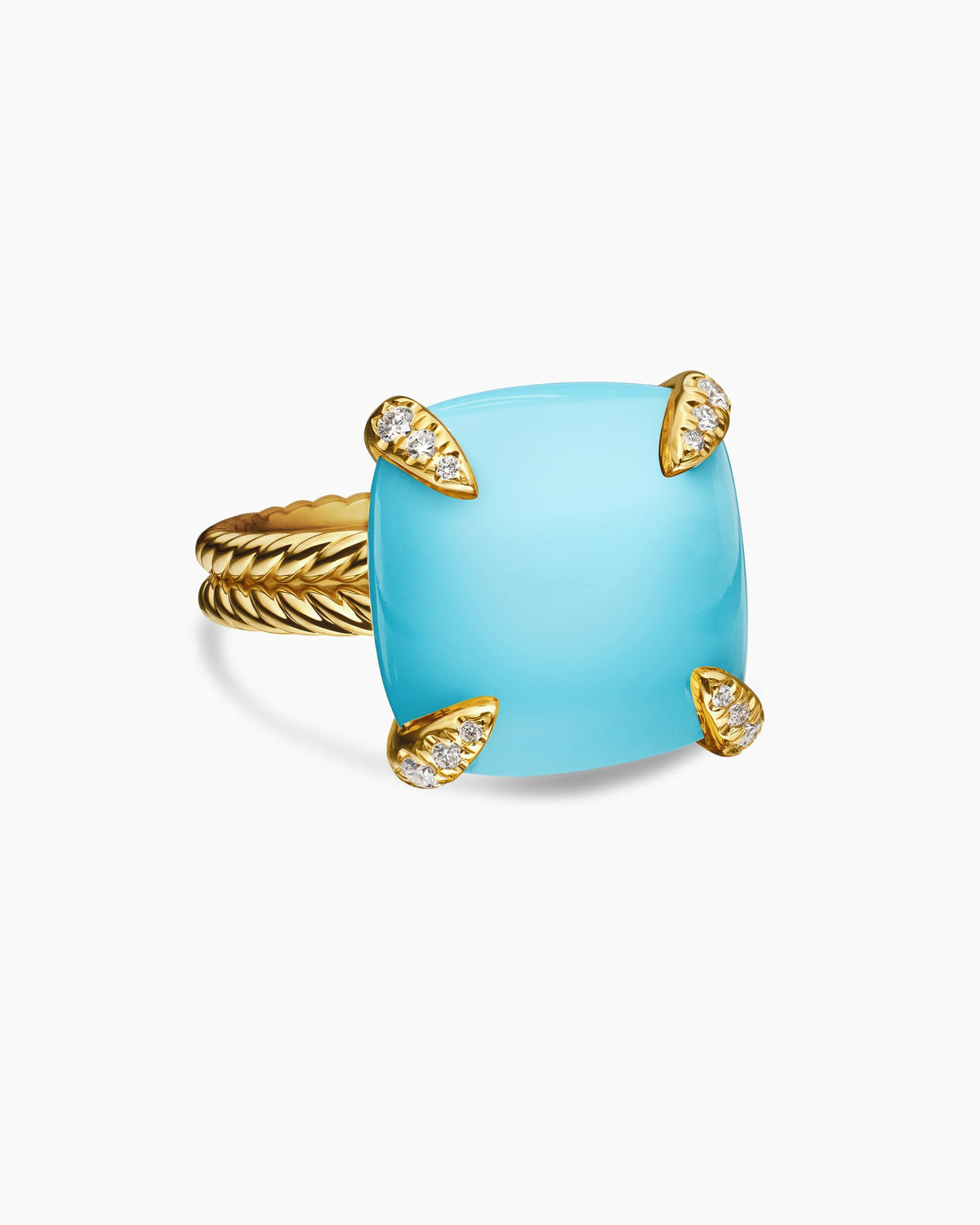 Chatelaine® Ring in 18K Yellow Gold with Turquoise and Diamonds, 14mm