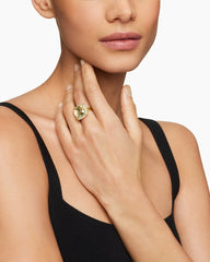 Chatelaine® Pavé Bezel Ring in 18K Yellow Gold with Champagne Citrine and Diamonds, 14mm