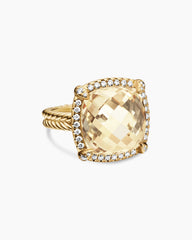 Chatelaine® Pavé Bezel Ring in 18K Yellow Gold with Champagne Citrine and Diamonds, 14mm