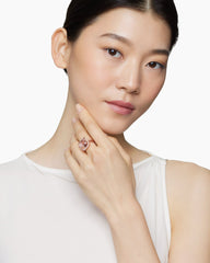 Chatelaine® Pavé Bezel Ring in 18K Rose Gold with Morganite and Diamonds, 14mm