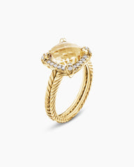 Chatelaine® Pavé Bezel Ring in 18K Yellow Gold with Champagne Citrine and Diamonds, 9mm