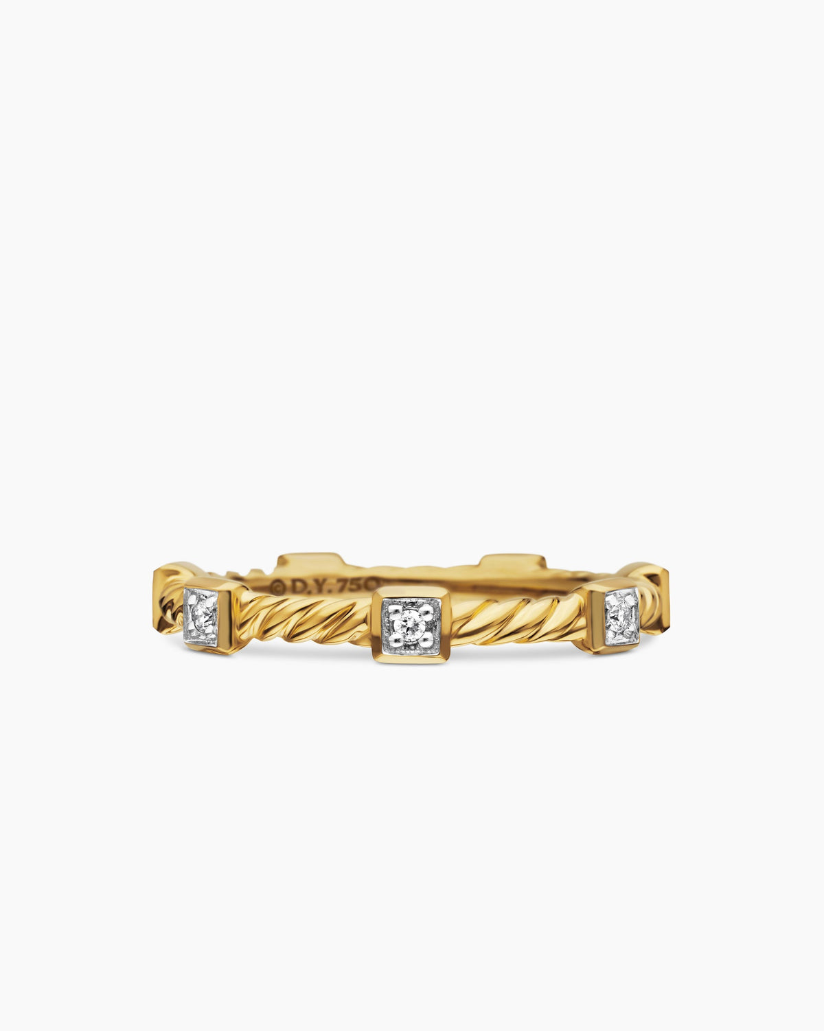 Cable Collectibles® Stations Stack Ring in 18K Yellow Gold with Diamonds, 2mm