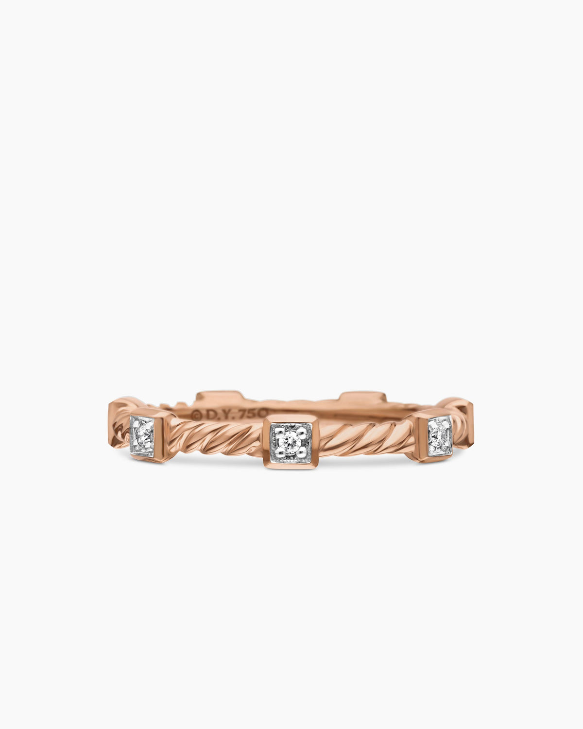 Cable Collectibles® Stations Stack Ring in 18K Rose Gold with Diamonds, 2mm