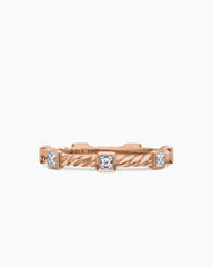 Cable Collectibles® Stations Stack Ring in 18K Rose Gold with Diamonds, 2mm