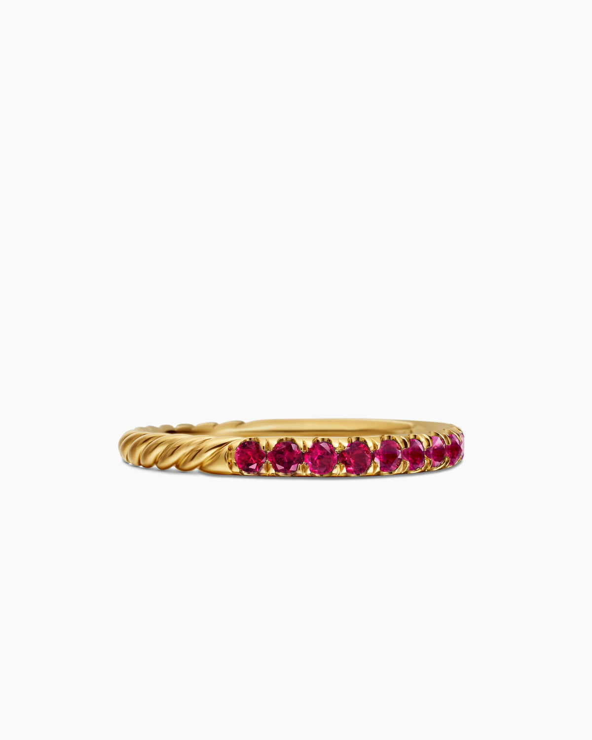 Cable Collectibles® Stack Ring in 18K Yellow Gold with Pavé Rubies, 2mm