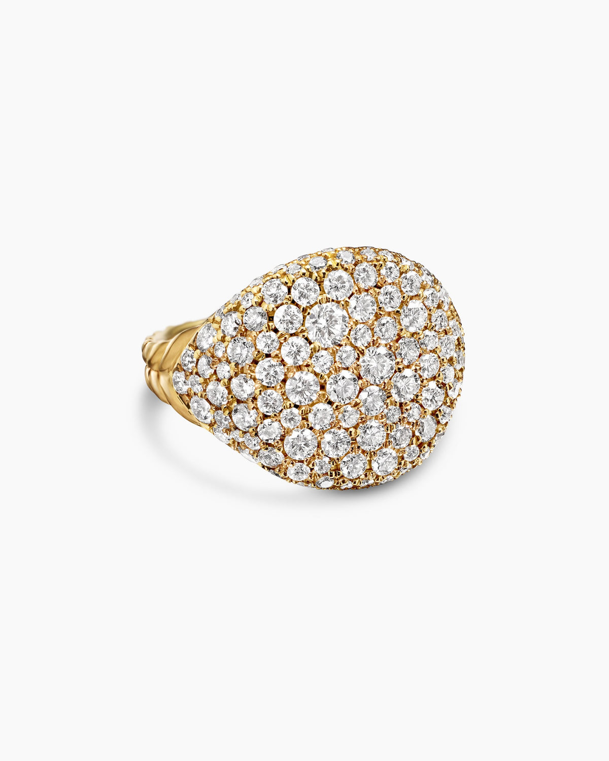 Pavé Pinky Ring in 18K Yellow Gold with Diamonds, 13mm