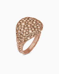 Pavé Pinky Ring in 18K Rose Gold with Cognac Diamonds, 13mm
