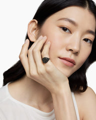 Pavé Pinky Ring in 18K White Gold with Black Diamonds, 13mm