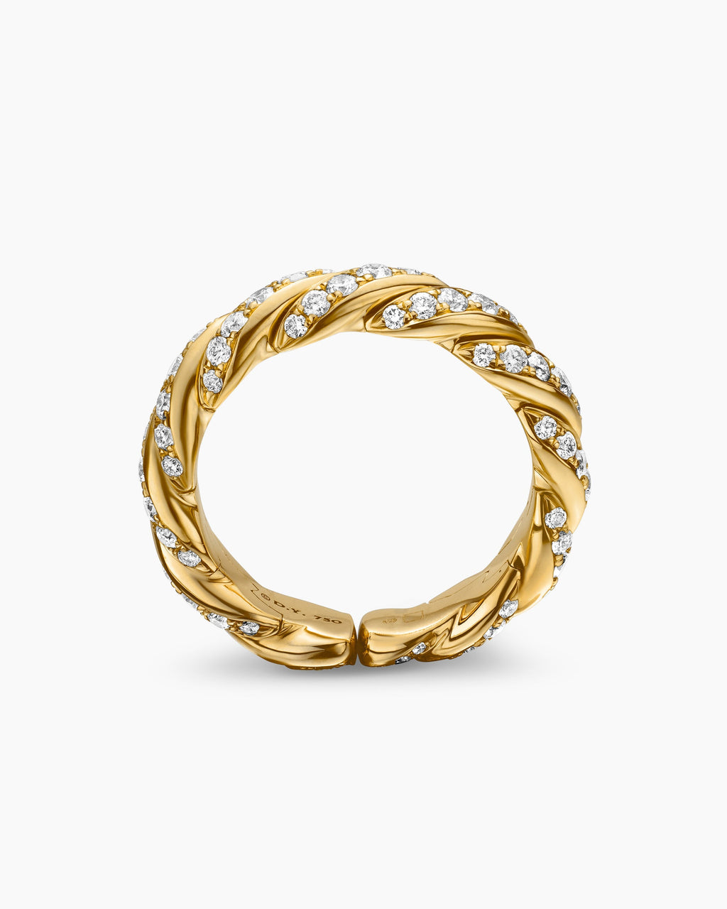 Sculpted Cable Flex Band Ring in 18K Yellow Gold with Diamonds, 5mm