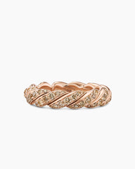 Sculpted Cable Flex Band Ring in 18K Rose Gold with Cognac Diamonds, 5mm