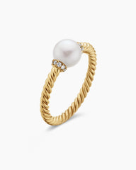 Petite Solari Station Ring in 18K Yellow Gold with Pearl and Diamonds, 2.3mm