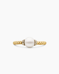 Petite Solari Station Ring in 18K Yellow Gold with Pearl and Diamonds, 2.3mm