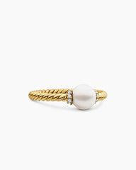 Petite Solari Station Ring in 18K Yellow Gold with Pearl and Diamonds, 2.3mm