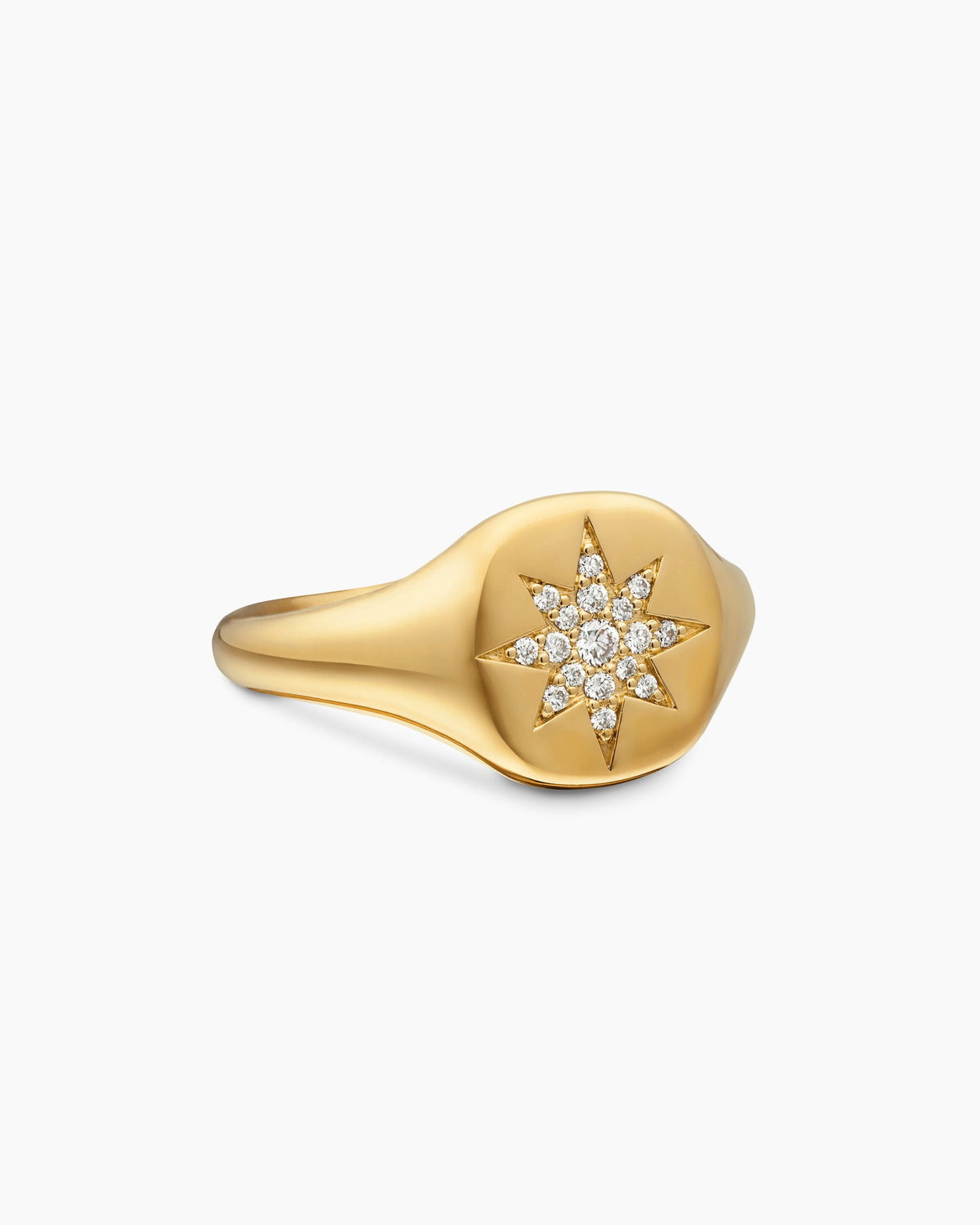 Cable Collectibles® Compass Pinky Ring in 18K Yellow Gold with Diamonds, 9.7mm