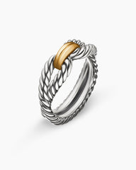Cable Loop Band Ring in Sterling Silver with 18K Yellow Gold, 7mm