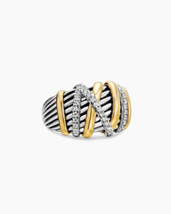 Helena Ring in Sterling Silver with 18K Yellow Gold and Diamonds, 15mm