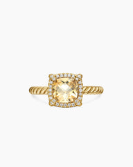 Petite Chatelaine® Pavé Bezel Ring in 18K Yellow Gold with Champagne Citrine and Diamonds, 7mm